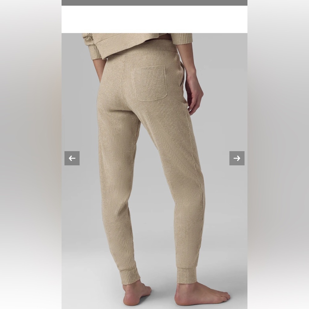 ALO Muse Sweatpants ribbed knit super soft L gravel - Picture 3 of 8